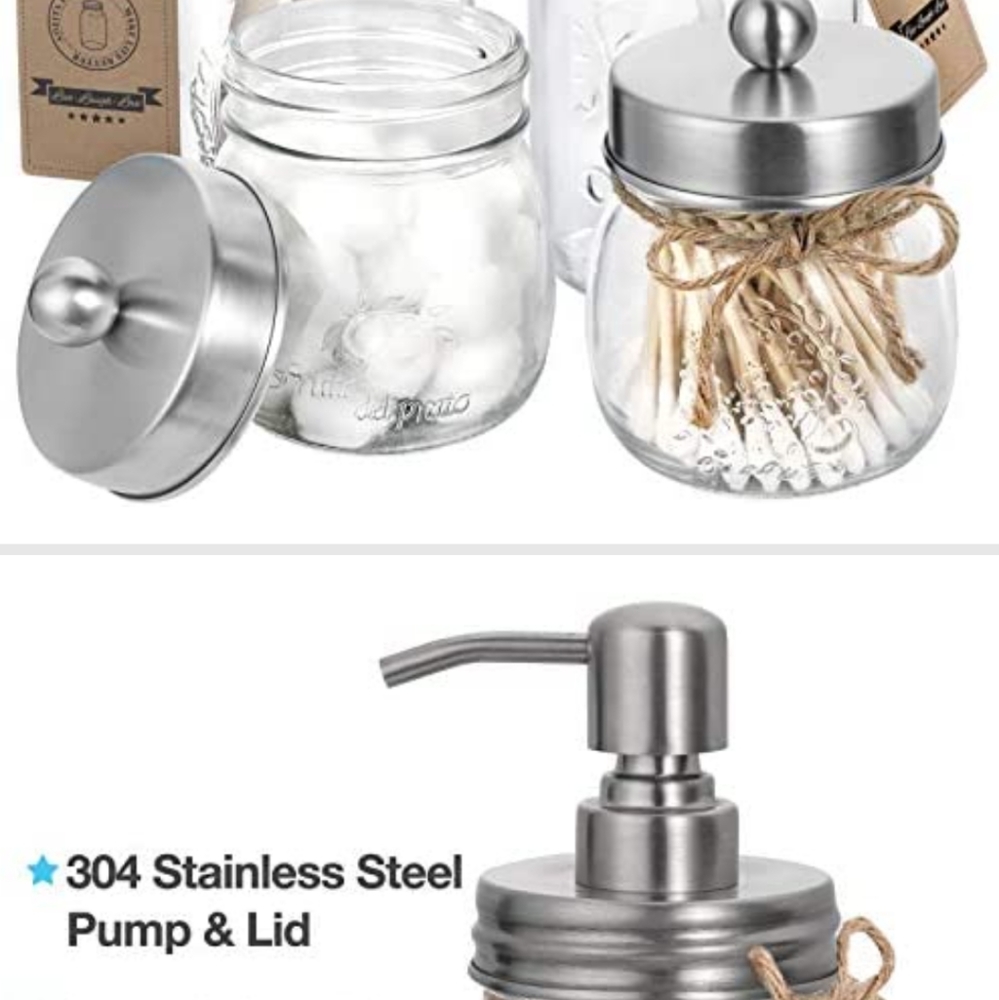 Mason jar 4 piece bathroom set in brushed nickel